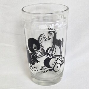 Vintage Kraft Swanky Swig Glass Tumbler, Foal & Duck Kiddie Kup Pattern, 3.75"